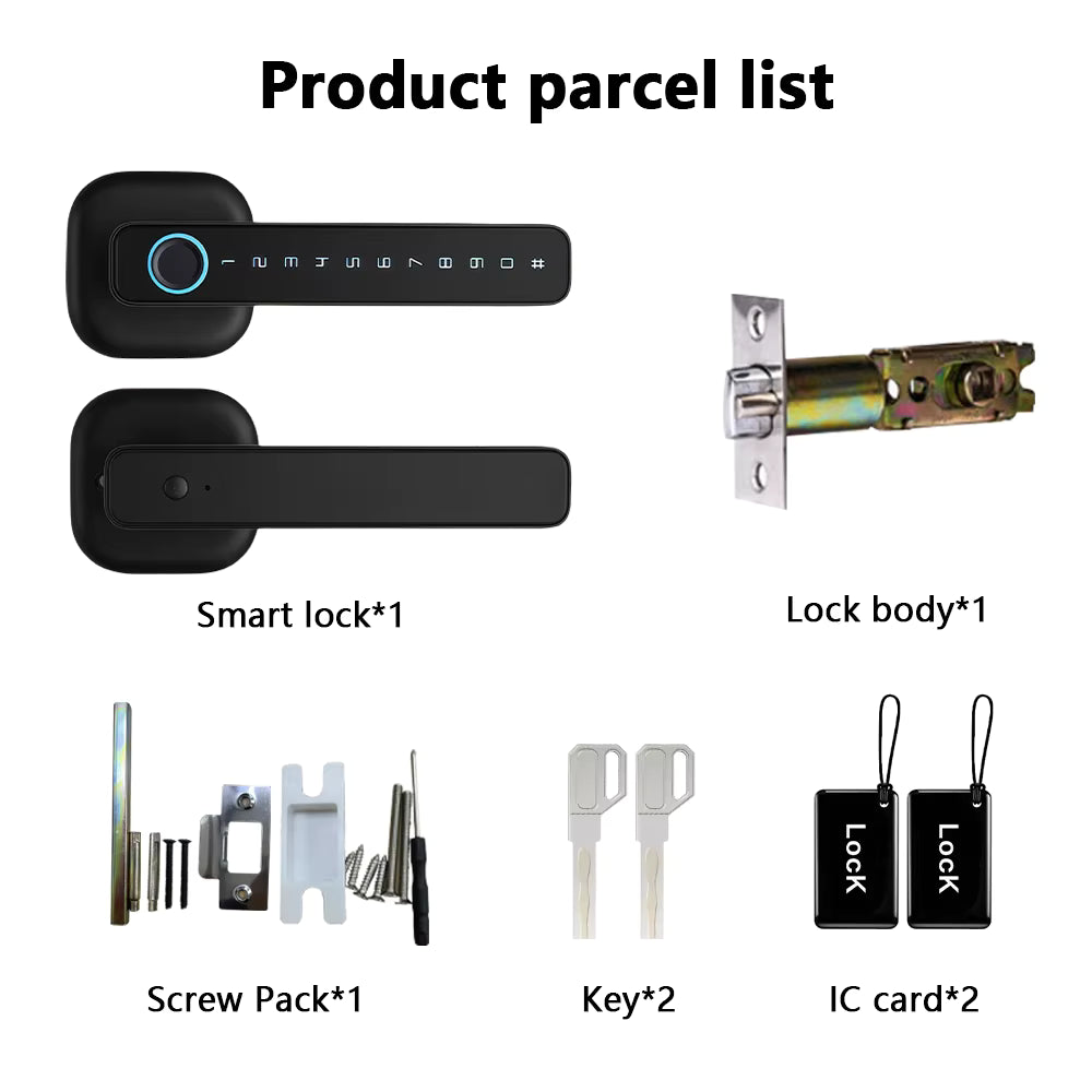 RAYKUBE M6 Tuya BLE Bedroom Digital Electronic Lock Fingerprint Door Lock with Password/Key/IC Card/ Tuya APP Unlock From USA