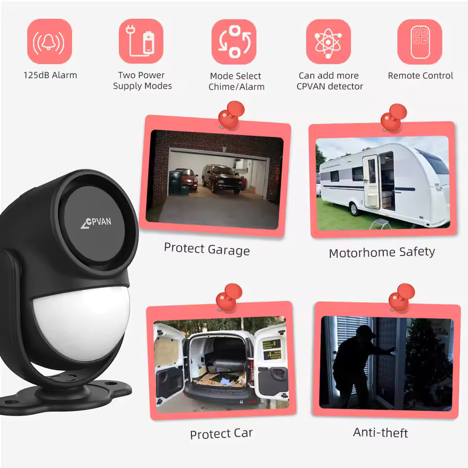 CPVAN Wireless 433Mhz Infrared detector Motion Sensor Alarm with Remote Control Home Security burglar Motion Detector 125dB