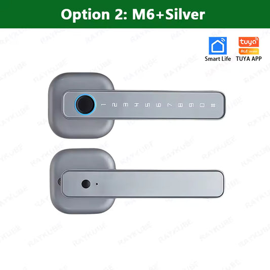 RAYKUBE M6 Tuya BLE Bedroom Digital Electronic Lock Fingerprint Door Lock with Password/Key/IC Card/ Tuya APP Unlock From USA