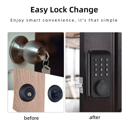 Smart Fingerprint Door Lock With Tuya App, Keypad & Auto Lock Deadbolt