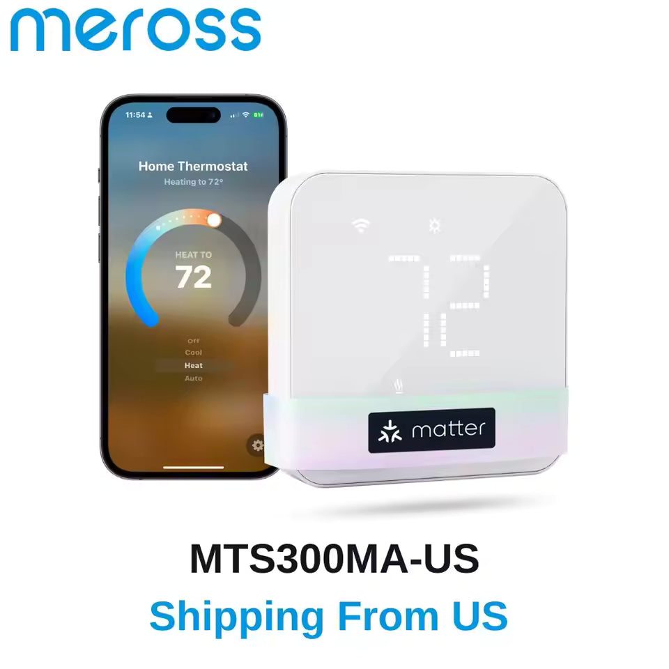 Meross Matter Smart US 24V Wi-Fi Thermostat MTS300 Compatible Heating and Cooling Systems Shipping from US