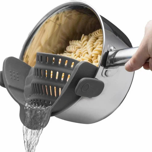 Silicone Clip On Strainer For Pots & Pans | Snap N’ Strain Kitchen Gizmo