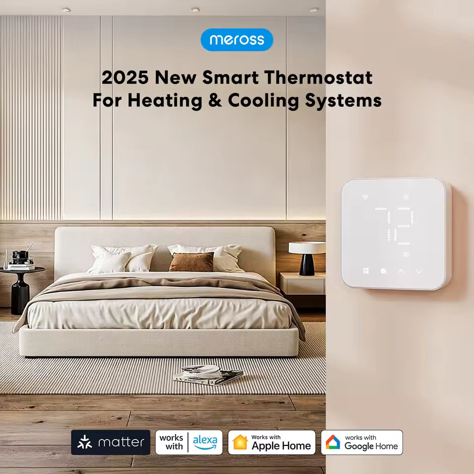 Meross Matter Smart US 24V Wi-Fi Thermostat MTS300 Compatible Heating and Cooling Systems Shipping from US