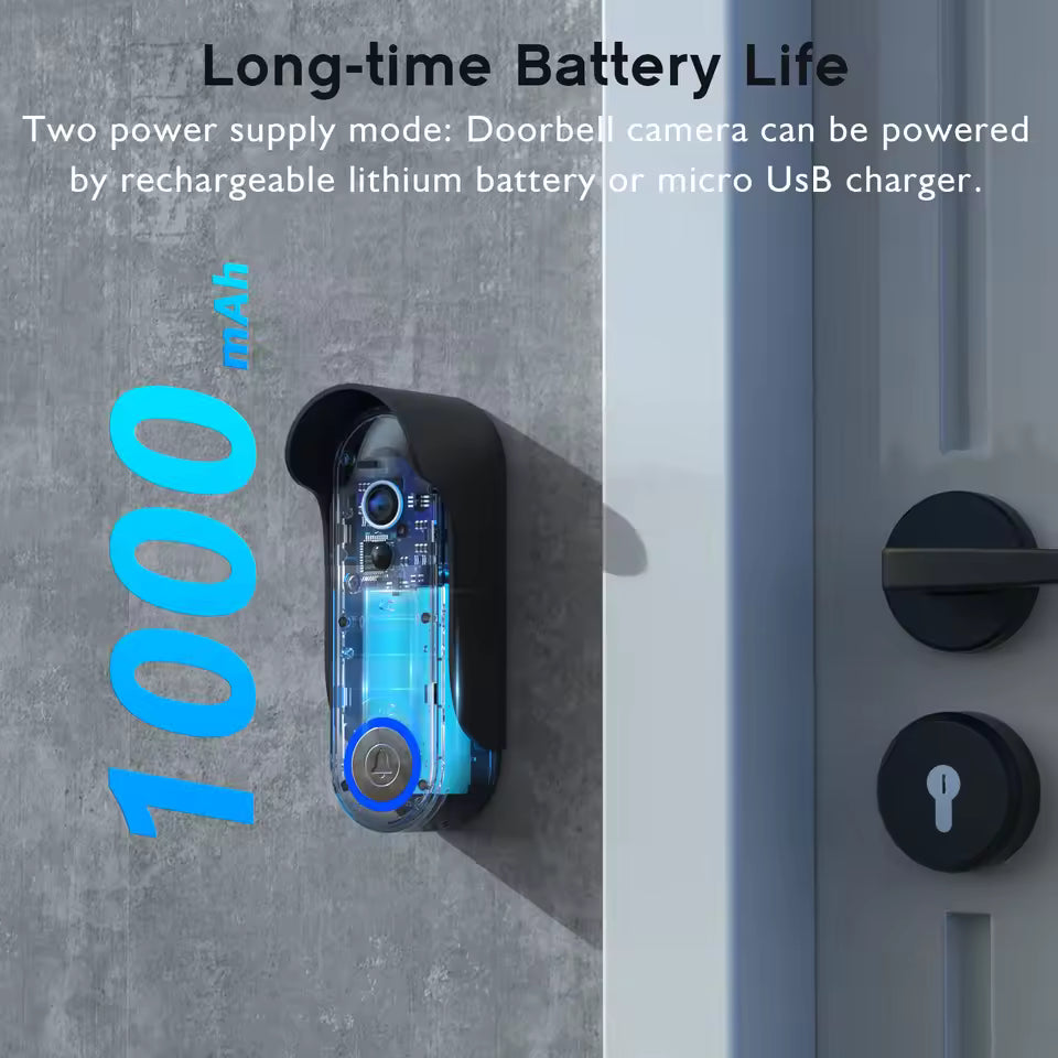 Tuya WiFi Home Smart Video doorbell Outdoor bidirectional HD door eye camera 1080P support SD card cloud storage waterproof