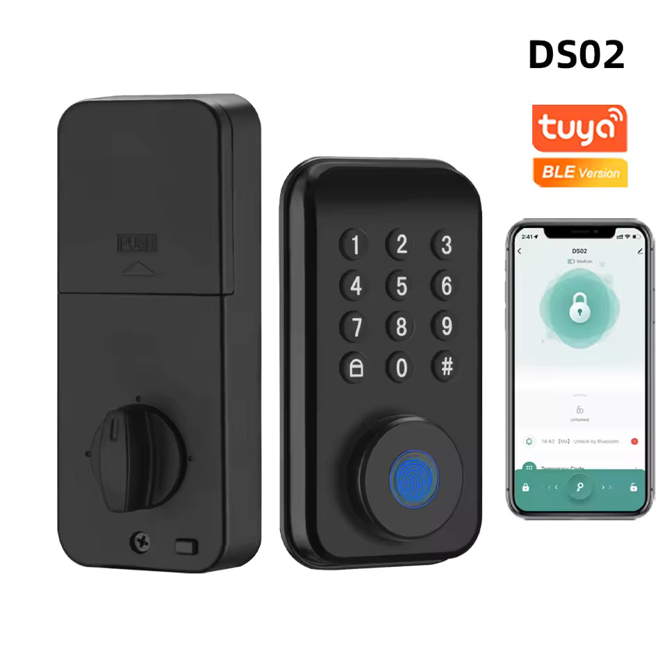 RAYKUBE DS02 Tuya Smart Fingerprint Deadbolt Electric Lock with Latch Auto Lock Key/Password/ Tuya APP Unlock Delivery From USA.